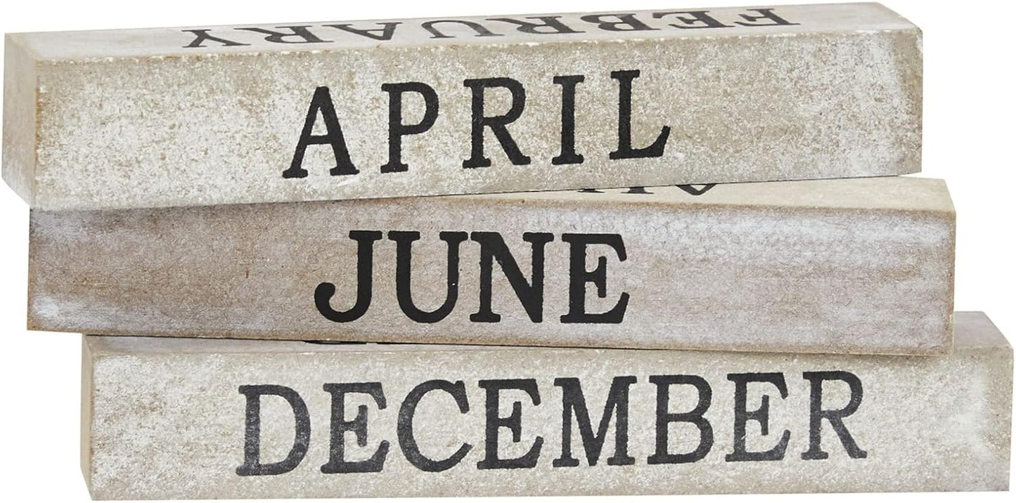 Wooden Perpetual Block Calendar for Desk, Wood Month Date Display Blocks for Teachers, Students, Classroom, Rustic Farmhouse Office Decor, Desk Accessories (5 X 4 In)