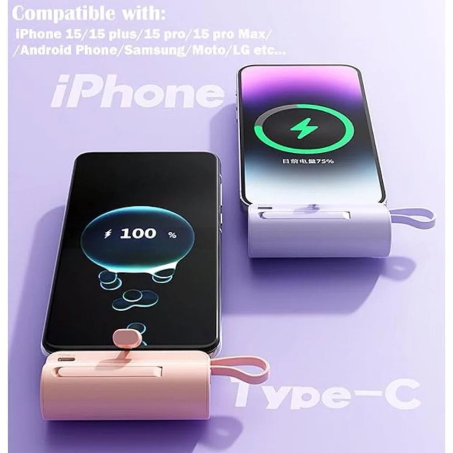 Compact and Powerful: Mini Capsule Power Bank 5500mAh - StudySphere