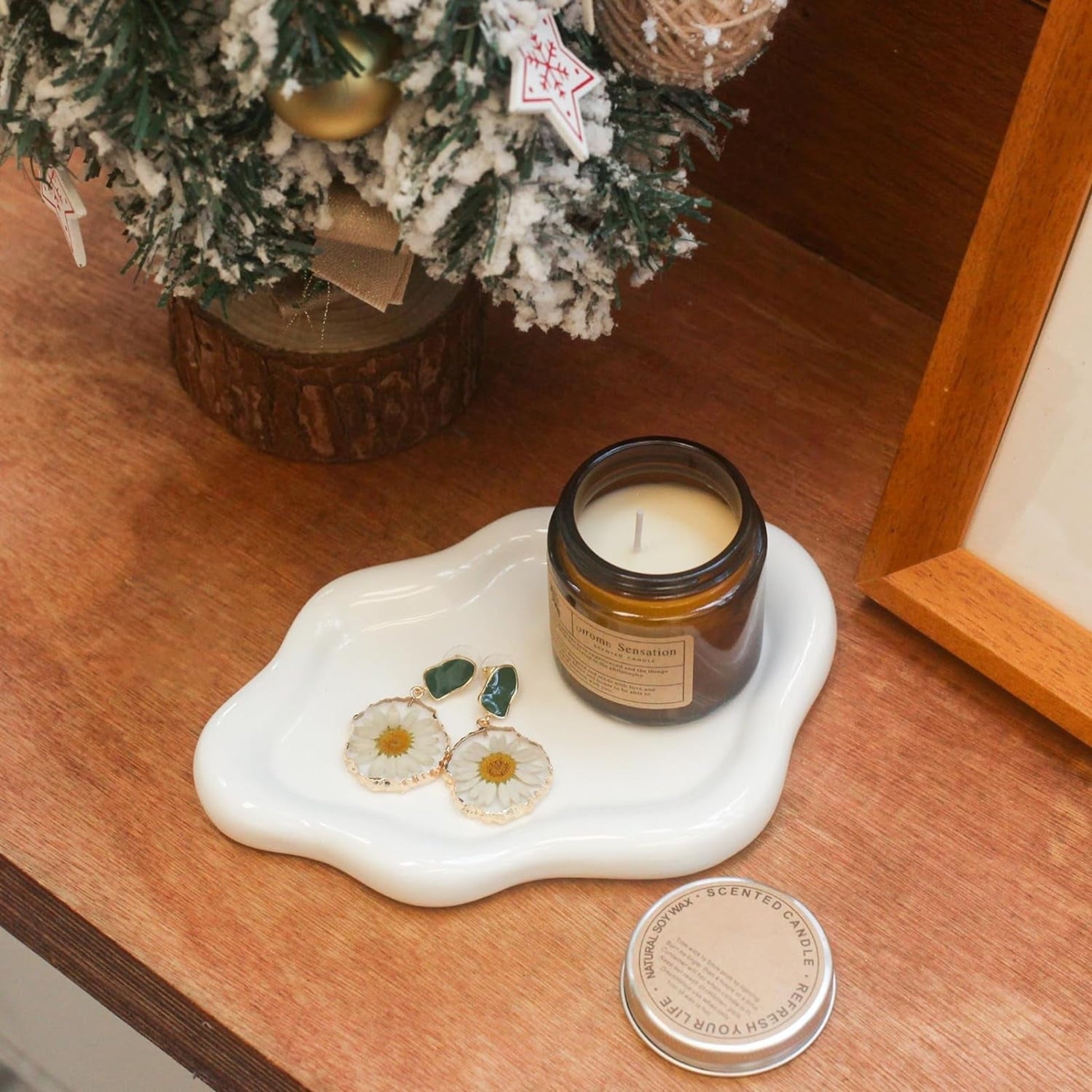 Cute Cloud Ceramic Jewelry Tray - Brown Aesthetic Ring Holder Dish - StudySphere