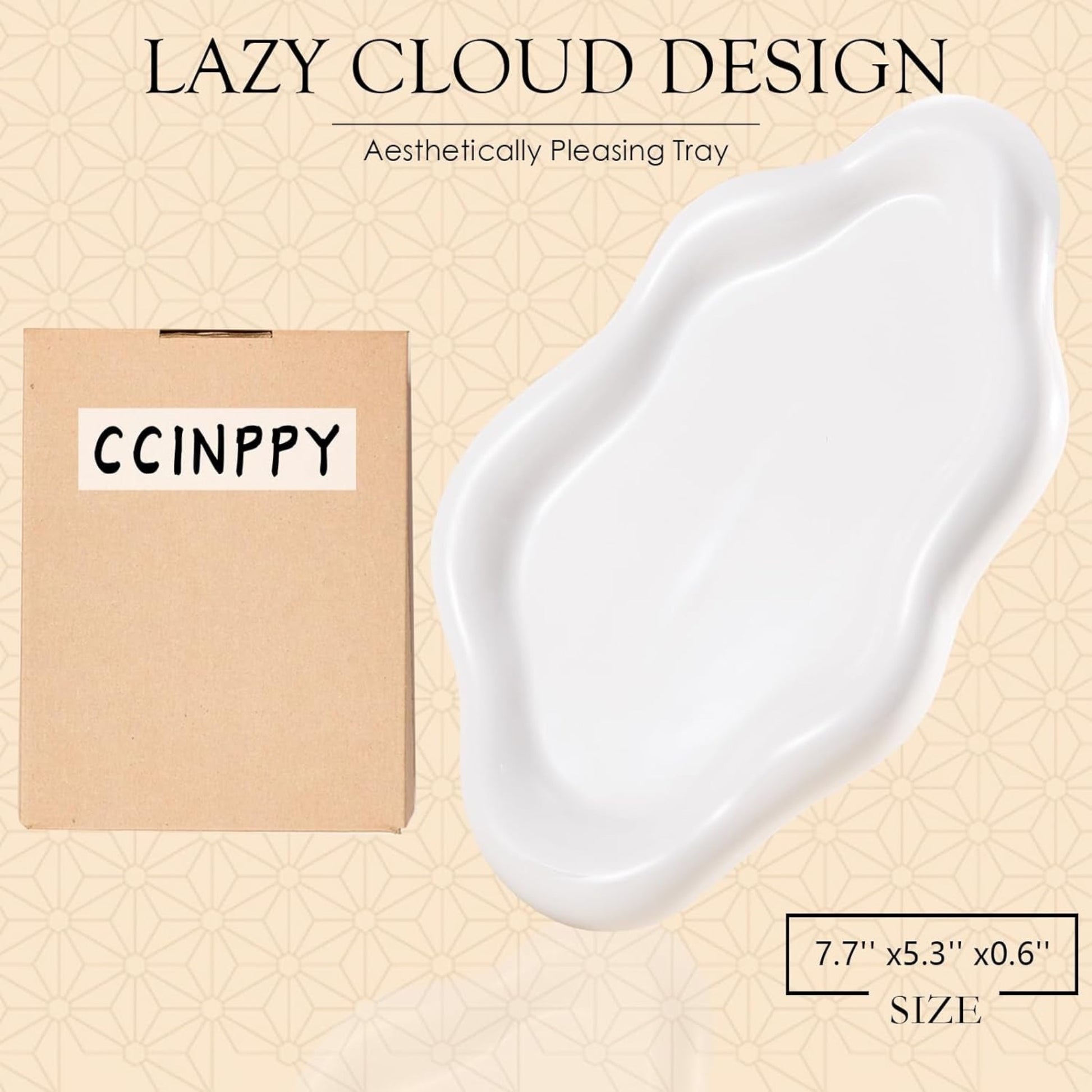 Cute Cloud Ceramic Jewelry Tray - Brown Aesthetic Ring Holder Dish - StudySphere