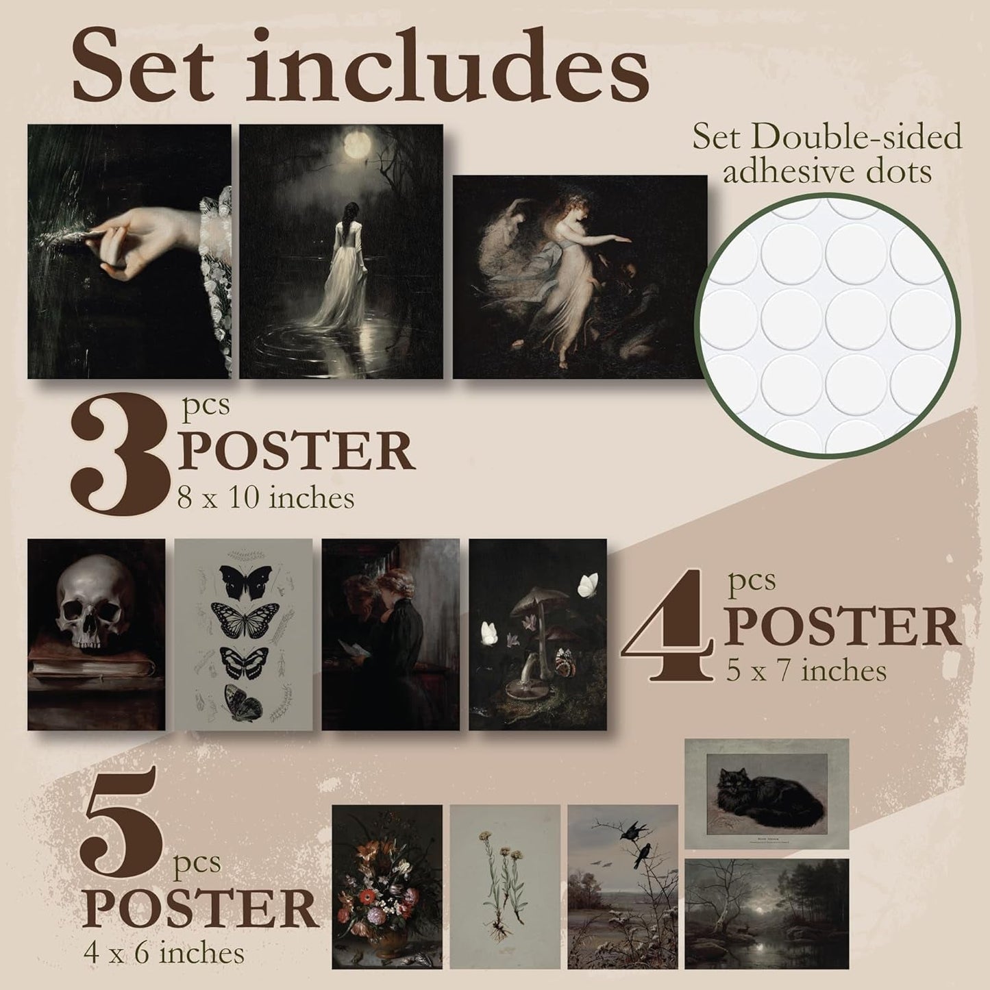 Dark Academia Gothic Wall Art Prints - Moody Aesthetic,Home Decor (8X10 Unframed) - StudySphere
