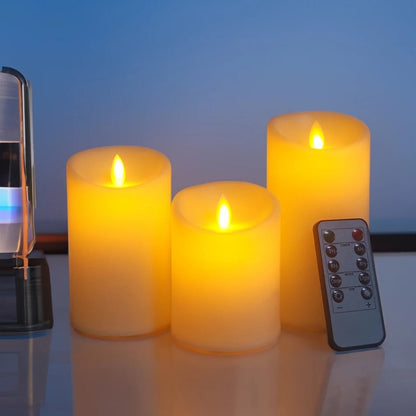 3Pcs Dancing Flame LED Candles with Timer & Remote - StudySphere