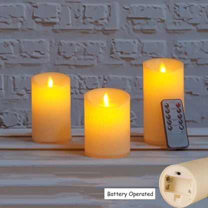 3Pcs Dancing Flame LED Candles with Timer & Remote - StudySphere