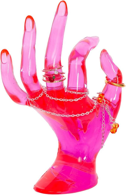 Hand Form Ring Holder Jewelry Display Organization Rack Bracelet Ring Watch Stand Support Aesthetic Decor Y2K Room Decor(Rose Red)