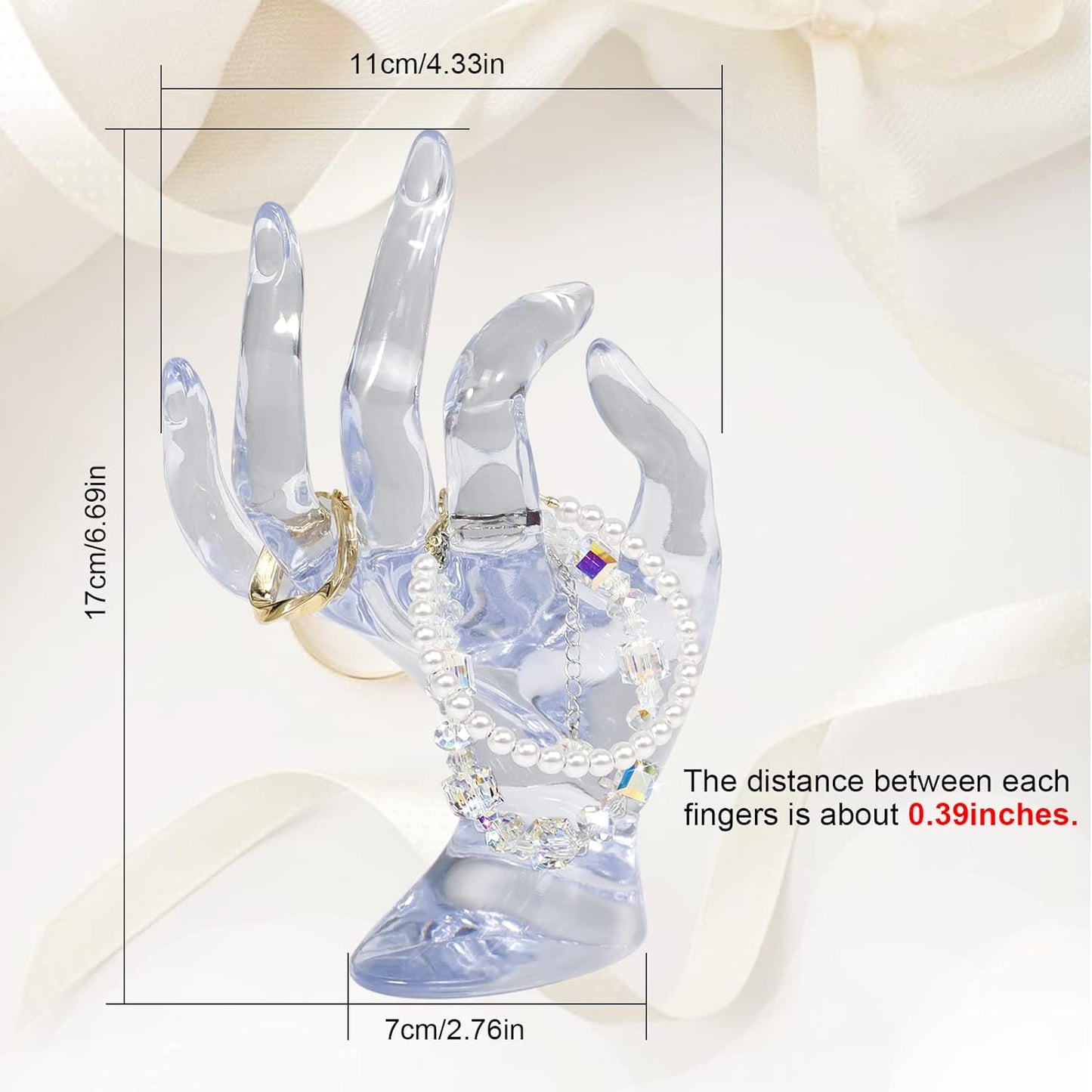 Hand Form Ring Holder Jewelry Display Holder, Clear Room Decor Aesthetic Bracelet Ring Watch Stand Support Holder Preppy Jewelry Holder for Y2K Room Decor