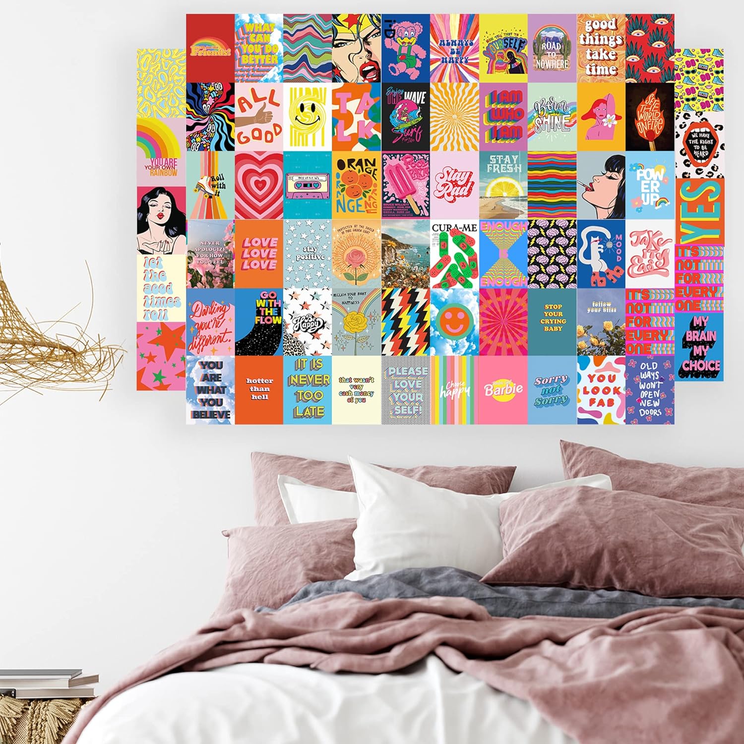 Indie Room Decor Aesthetic Tiktok, 70Pcs of Indie Wall Collage Kit Aesthetic Pictures for Bedroom Wall Decor Aesthetic, Eclectic Decor for Cute Room Decor for Teen Girls, Hippie and Y2K Dorm Decor