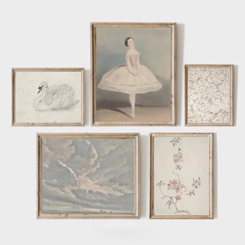 Antique Ballerina Canvas Print - Pastel Wall Art for Coquette Room Decor - StudySphere