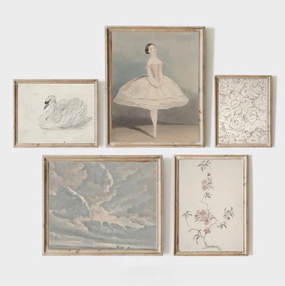 Antique Ballerina Canvas Print - Pastel Wall Art for Coquette Room Decor - StudySphere