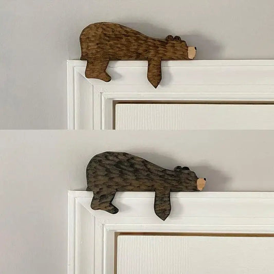 Brown Bear Wooden Door Topper - Rustic Door Frame Decoration - StudySphere