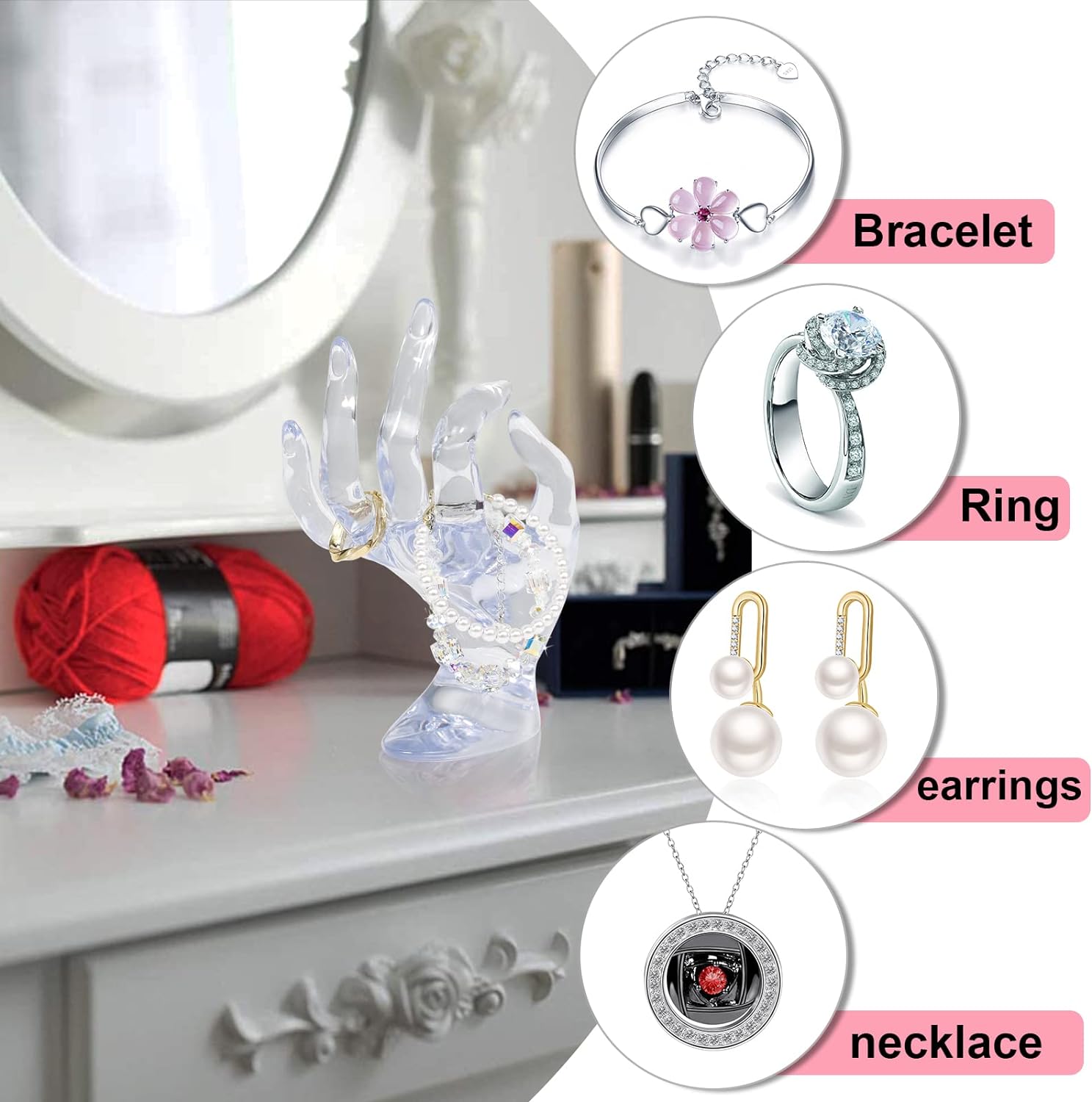 Clear Hand Form Ring Holder Jewelry Display Stand - StudySphere