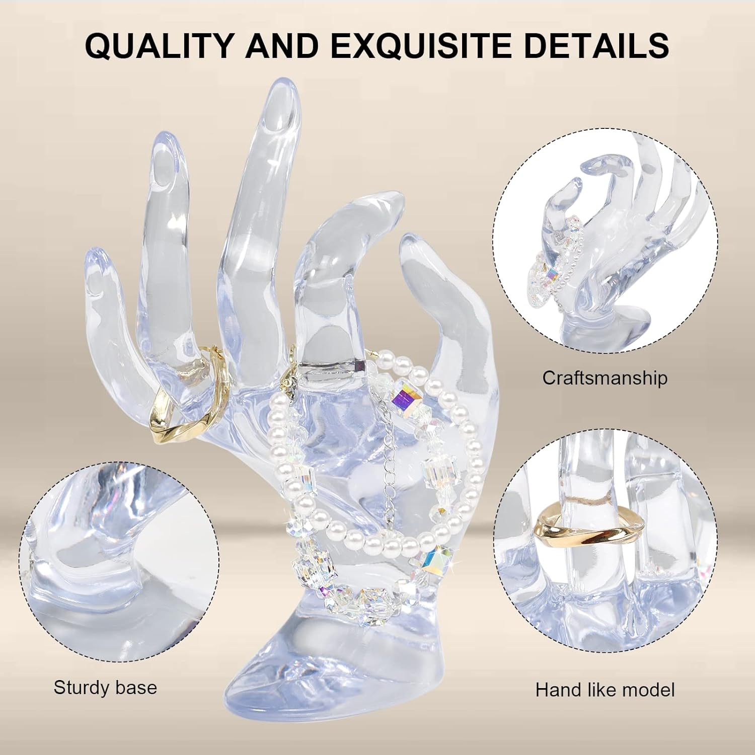 Clear Hand Form Ring Holder Jewelry Display Stand - StudySphere