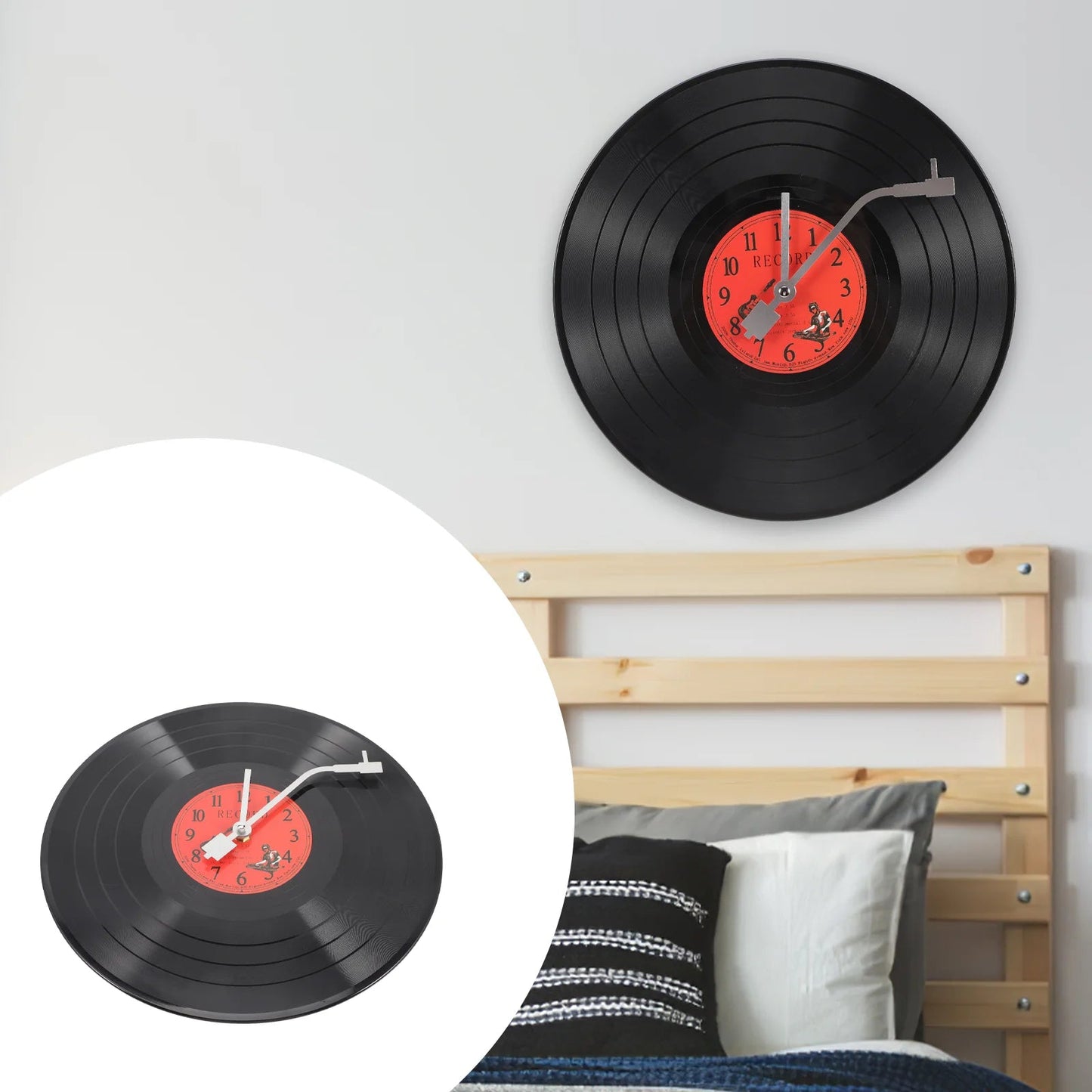 Clock Wall Vinyl Record Music Decor Hanging Records Silent Ocean Minimalist Office Decorative Clocks Country Vintage Cute Cafe - StudySphere