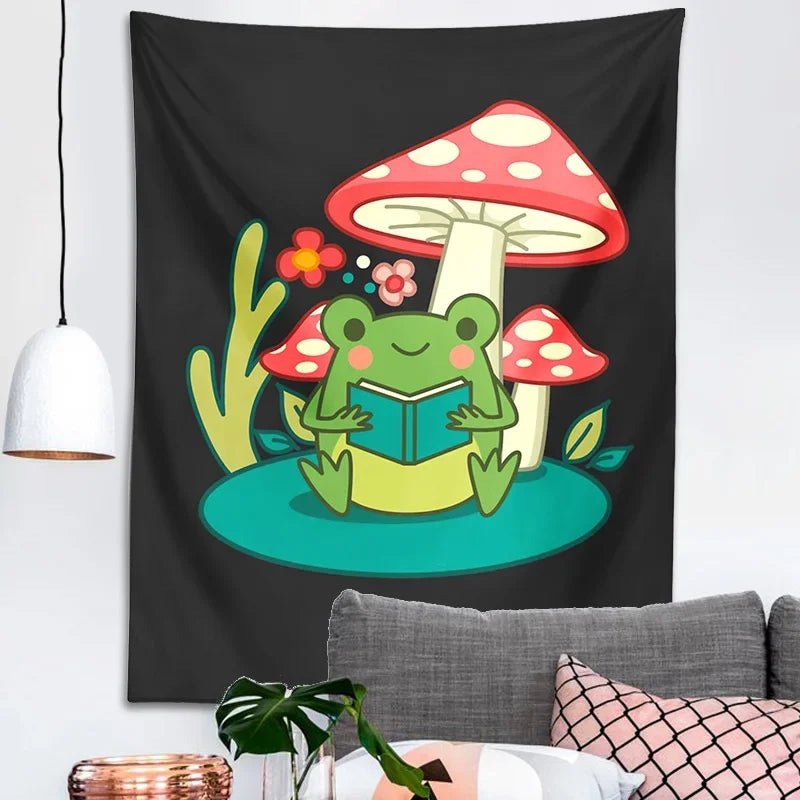 Cottagecore Mushroom Tapestry Forest Toad Goblincore Mycology Wall Hangin Cartoon Children's room Girls Dorm Hoom Decor Mural - StudySphere