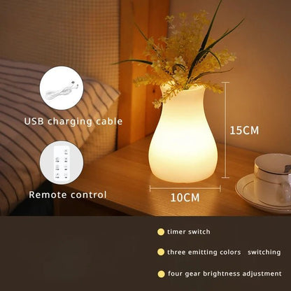 Creative LED Bedside Lamp Vase Lights - Minimalist Bedroom Night Light - StudySphere