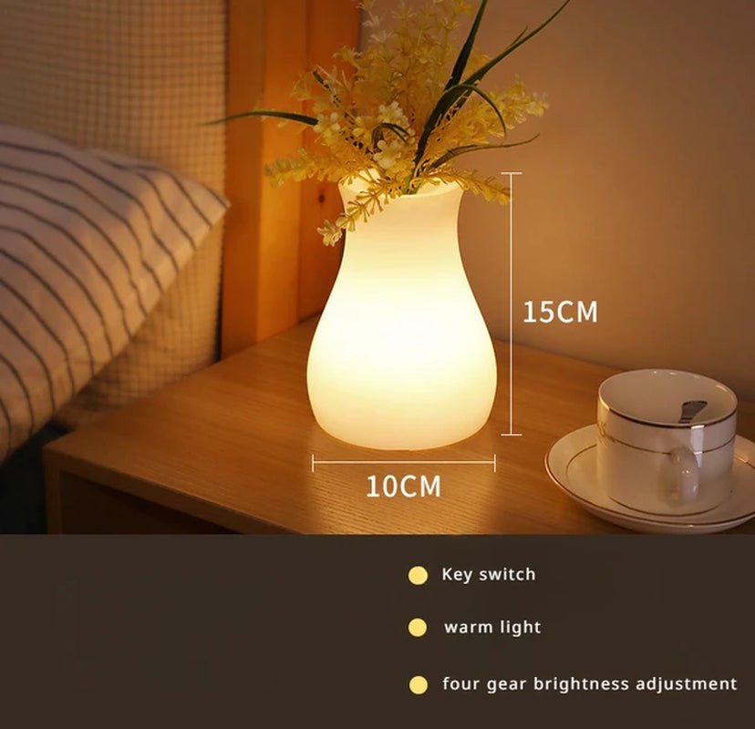 Creative LED Bedside Lamp Vase Lights - Minimalist Bedroom Night Light - StudySphere