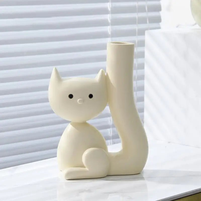 Cute Cat Vase Kitty Flower Vase for Fresh Dried Plants Floral Arrangement, Table Centerpiece Vase Home Minimalist Decorative - StudySphere