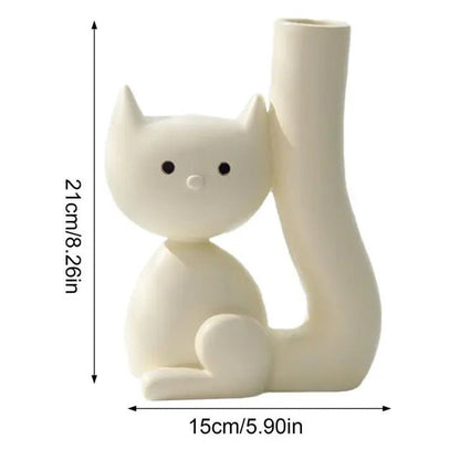 Cute Cat Vase Kitty Flower Vase for Fresh Dried Plants Floral Arrangement, Table Centerpiece Vase Home Minimalist Decorative - StudySphere