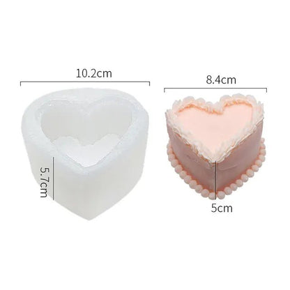 For Fun Heart Cake Shaped Candle Silicone Mold DIY Handmade Soap Plaster Aromatherapy Candle Cake Decoration Mold Gift Making - StudySphere