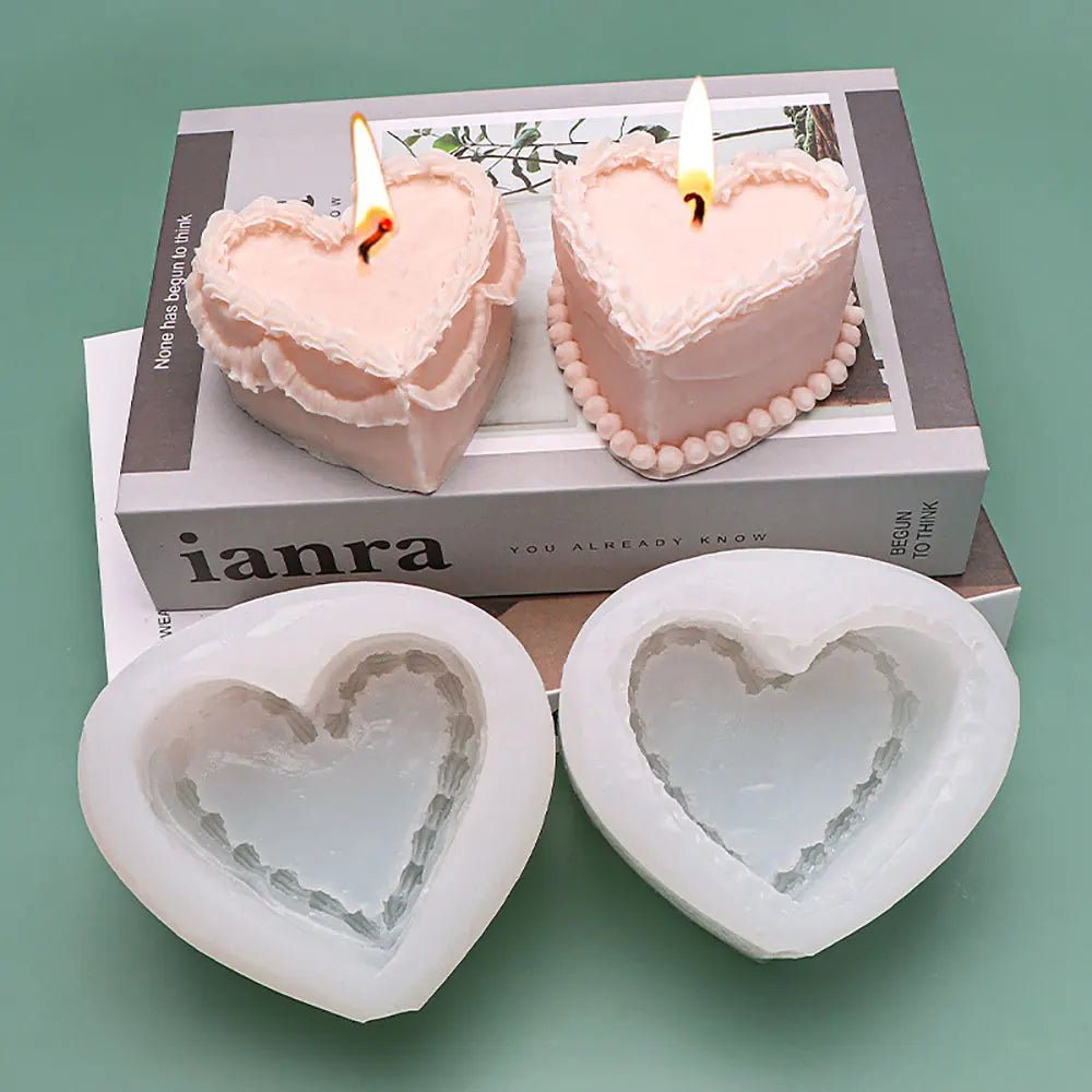 For Fun Heart Cake Shaped Candle Silicone Mold DIY Handmade Soap Plaster Aromatherapy Candle Cake Decoration Mold Gift Making - StudySphere