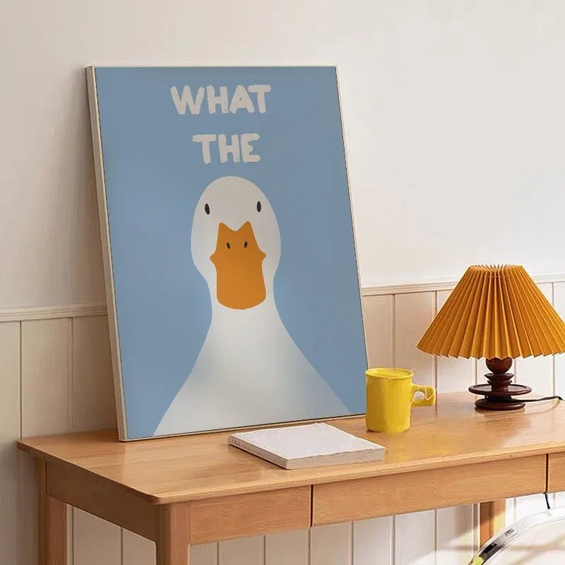 Funny Duck Print Cartoon Canvas Poster - for Dorm Decor - StudySphere