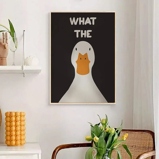 Funny Duck Print Cartoon Canvas Poster - for Dorm Decor - StudySphere