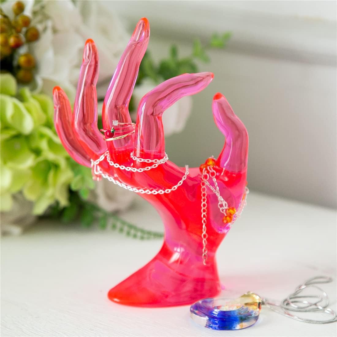 Hand Form Ring Holder Jewelry Display Stand - Rose Red - StudySphere