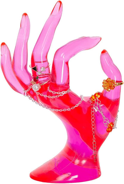 Hand Form Ring Holder Jewelry Display Stand - Rose Red - StudySphere