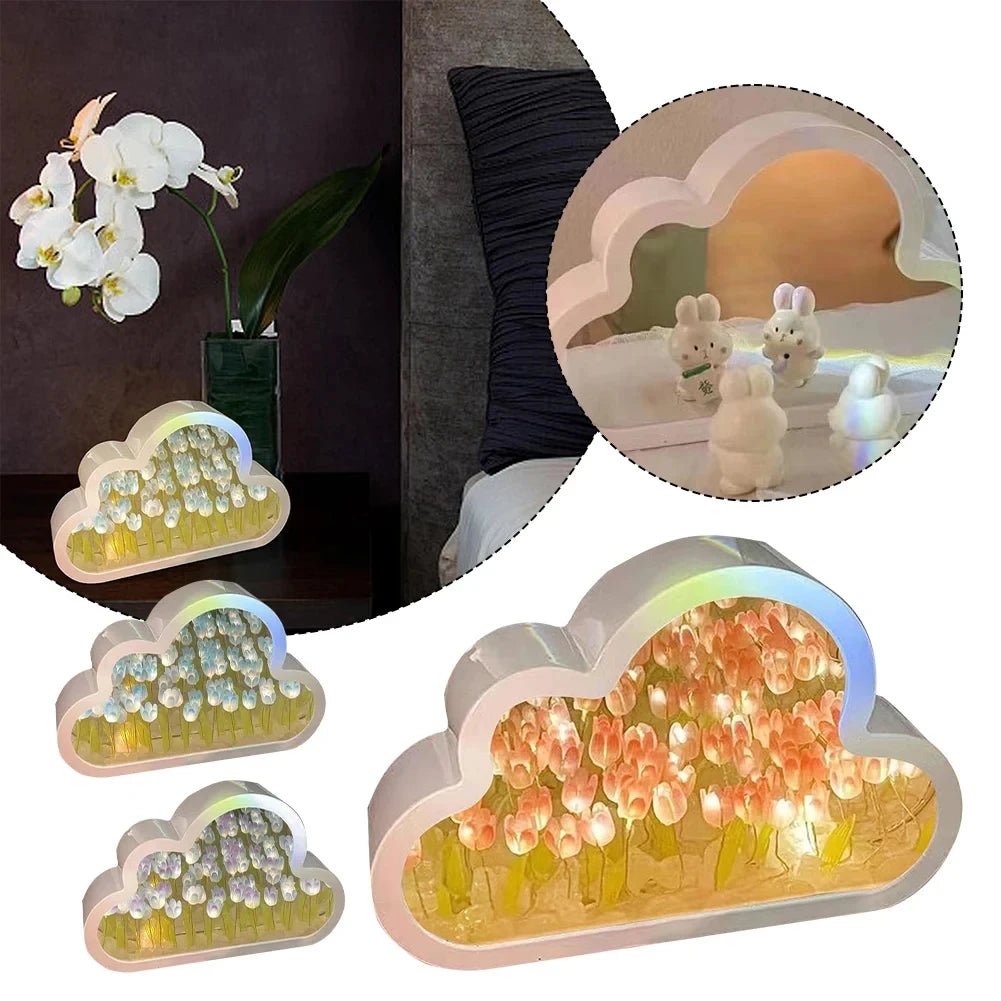 Handmade Cloud Tulip Night Light - Aesthetic Dorm Decor - StudySphere