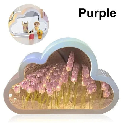 Handmade Cloud Tulip Night Light - Aesthetic Dorm Decor - StudySphere