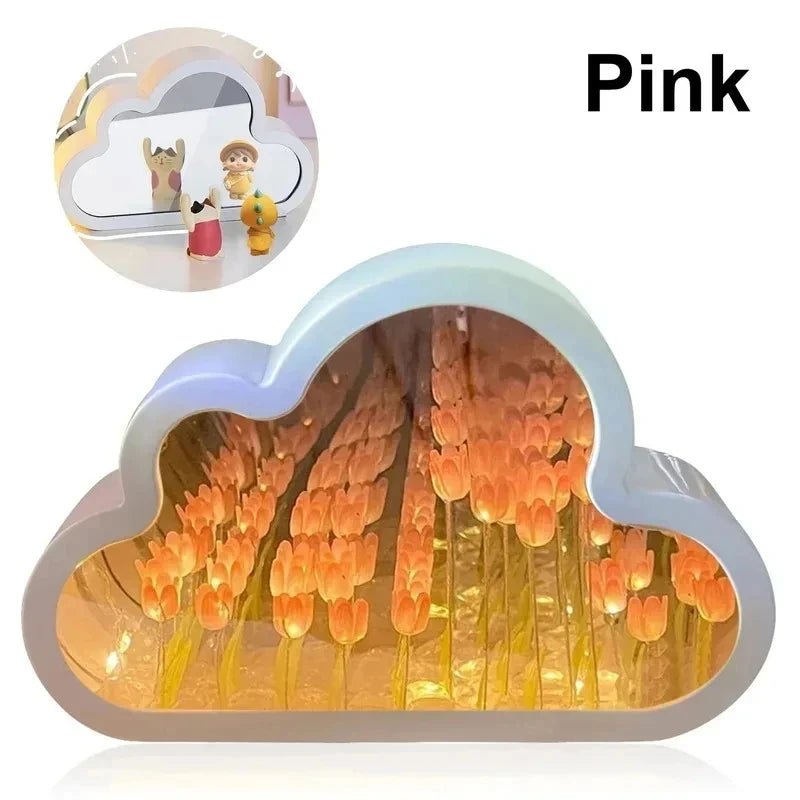 Handmade Cloud Tulip Night Light - Aesthetic Dorm Decor - StudySphere