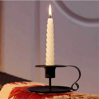 Iron European Style Candlestick Stand Candle Holder Vintage Retro Style Classic Look Taper Holder Matte Black for Wedding - StudySphere