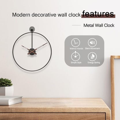 Minimalist 12" Silent Metal Wall Clock: Modern, Non-Ticking - StudySphere