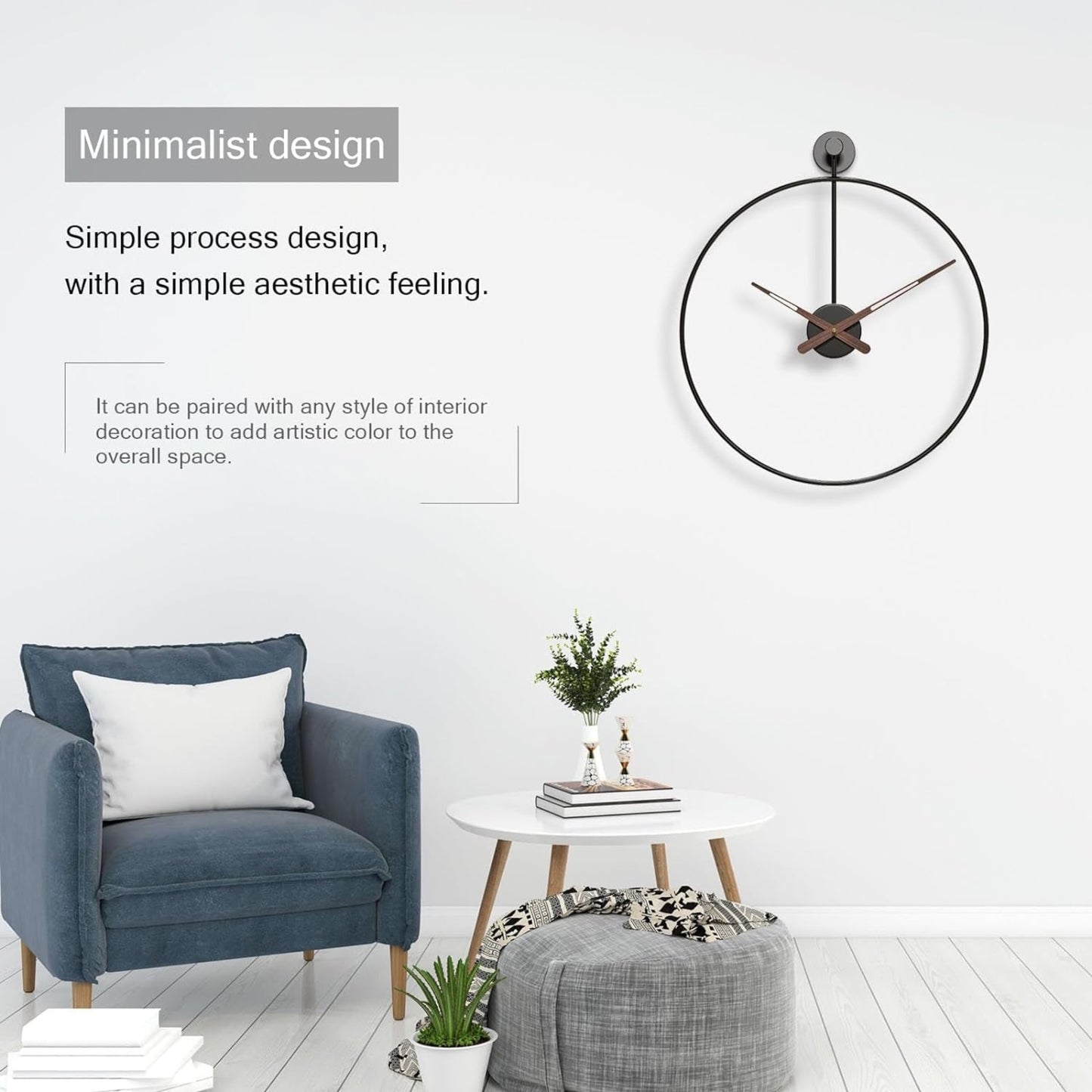 Minimalist 12" Silent Metal Wall Clock: Modern, Non-Ticking - StudySphere