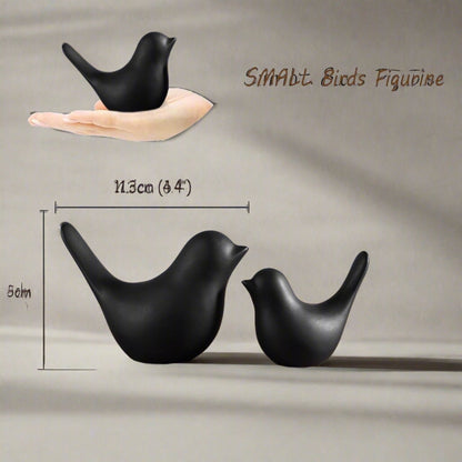 Modern Black Bird Statues - Small Home Decor Ornaments - StudySphere