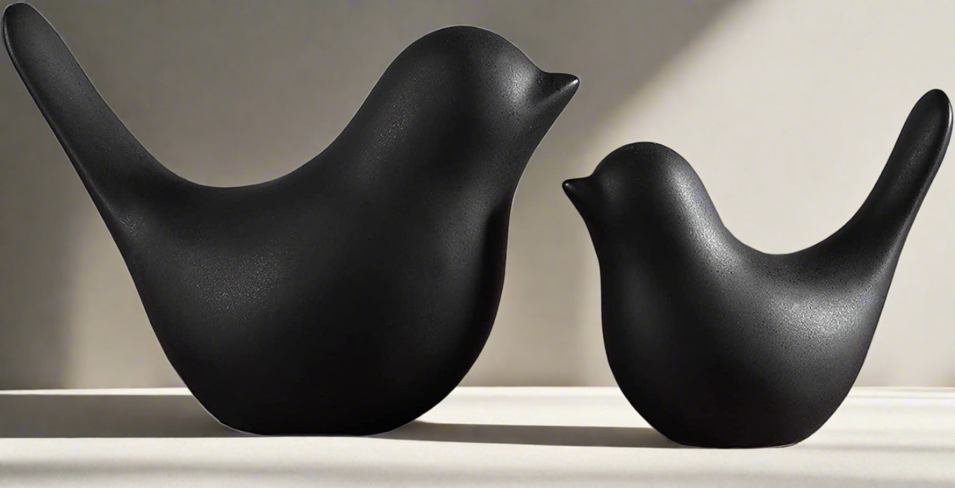 Modern Black Bird Statues - Small Home Decor Ornaments - StudySphere