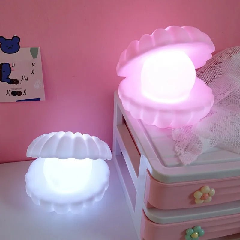 Pearl Shell Night Light LED Bedside Lamp - Coquette Room Decor - StudySphere