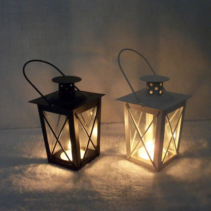 Retro Metal Lantern Candle Holder - Black - StudySphere