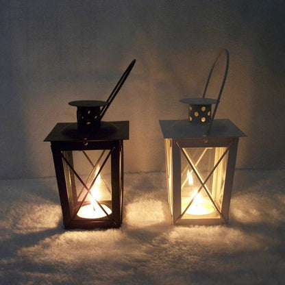 Retro Metal Lantern Candle Holder - Black - StudySphere