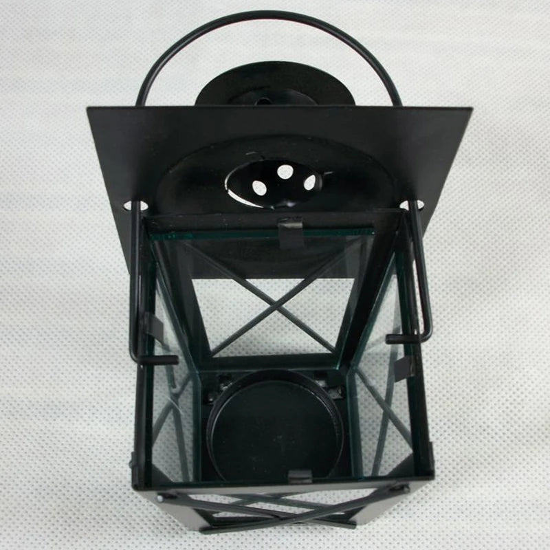 Retro Metal Lantern Candle Holder - Black - StudySphere