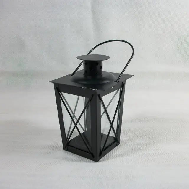 Retro Metal Lantern Candle Holder - Black - StudySphere