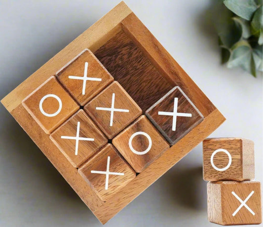 Rustic Wood Tic Tac Toe Game - Desk Game Decor - StudySphere