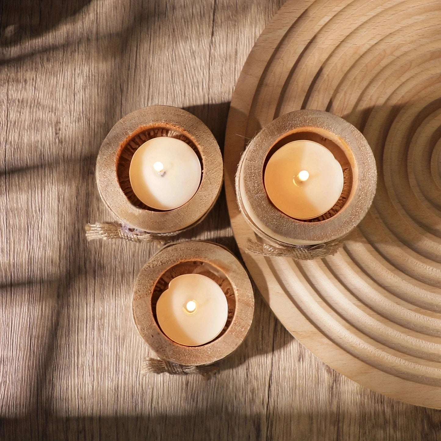 Rustic Wooden Candle Holder Tray - Aesthetic Decor, Succulent Planter - StudySphere