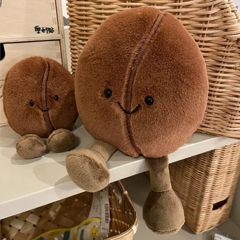 Simulated Coffee Bean Plush Doll Pillow - Brown Soft Stuffed - StudySphere