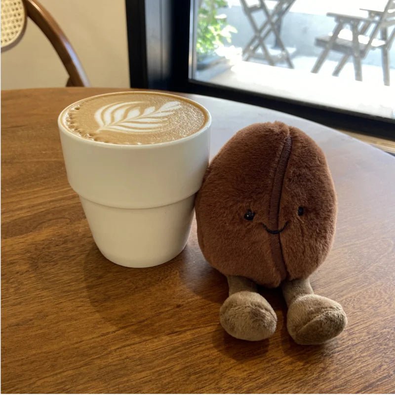 Simulated Coffee Bean Plush Doll Pillow - Brown Soft Stuffed - StudySphere