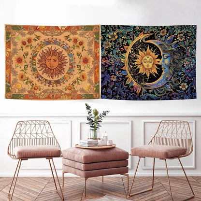 Sun and Moon Boho Tapestry - Indie Aesthetic Wall Hanging for Bedroom Decor - StudySphere