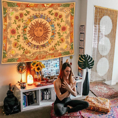 Sun and Moon Boho Tapestry - Indie Aesthetic Wall Hanging for Bedroom Decor - StudySphere