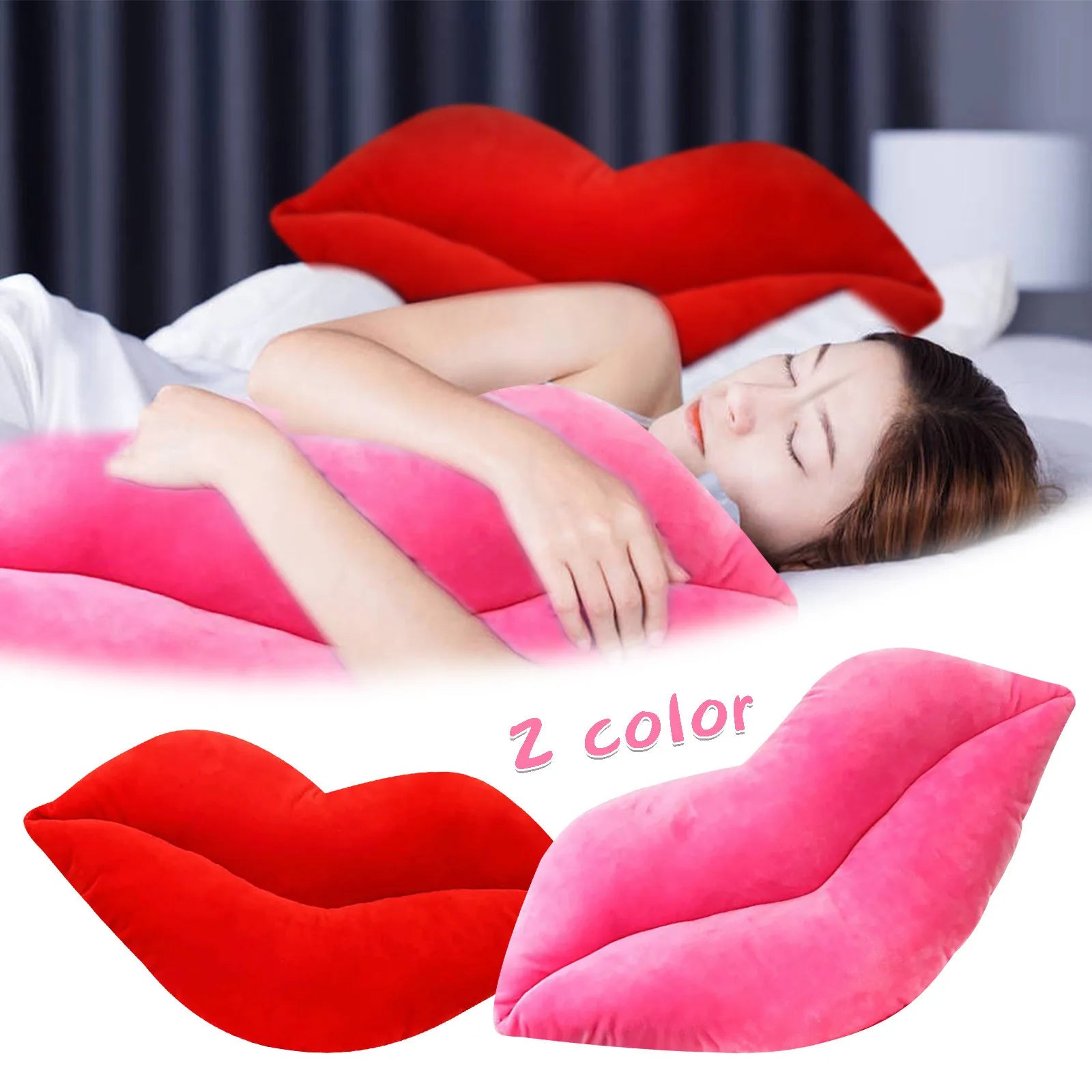 Valentine'S Day Pink Lips Shaped Pillow Couple Plush Cushion Pillow Festival Celebration Party Supplies Romantic Gifts DIY 2024 - StudySphere