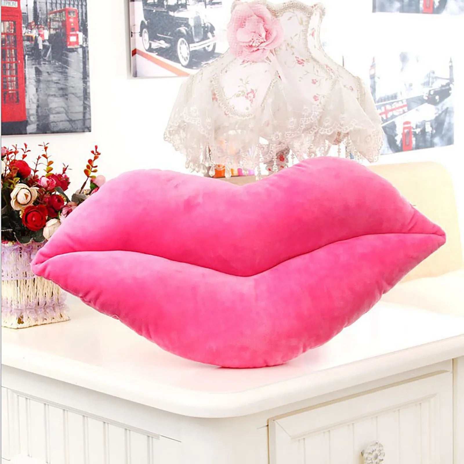 Valentine'S Day Pink Lips Shaped Pillow Couple Plush Cushion Pillow Festival Celebration Party Supplies Romantic Gifts DIY 2024 - StudySphere