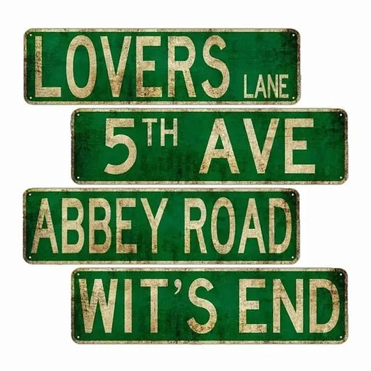 Vintage Metal Tin Signs Lovers Lane Retro Street Wall Decor Rustic Street Signs Abbey Road Street Signs Park Scenic Country - StudySphere