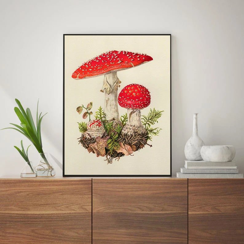 Vintage Mushroom Poster and Prints Canvas Art Painting Shroom Wall Art 30x40CM, unframed. - StudySphere